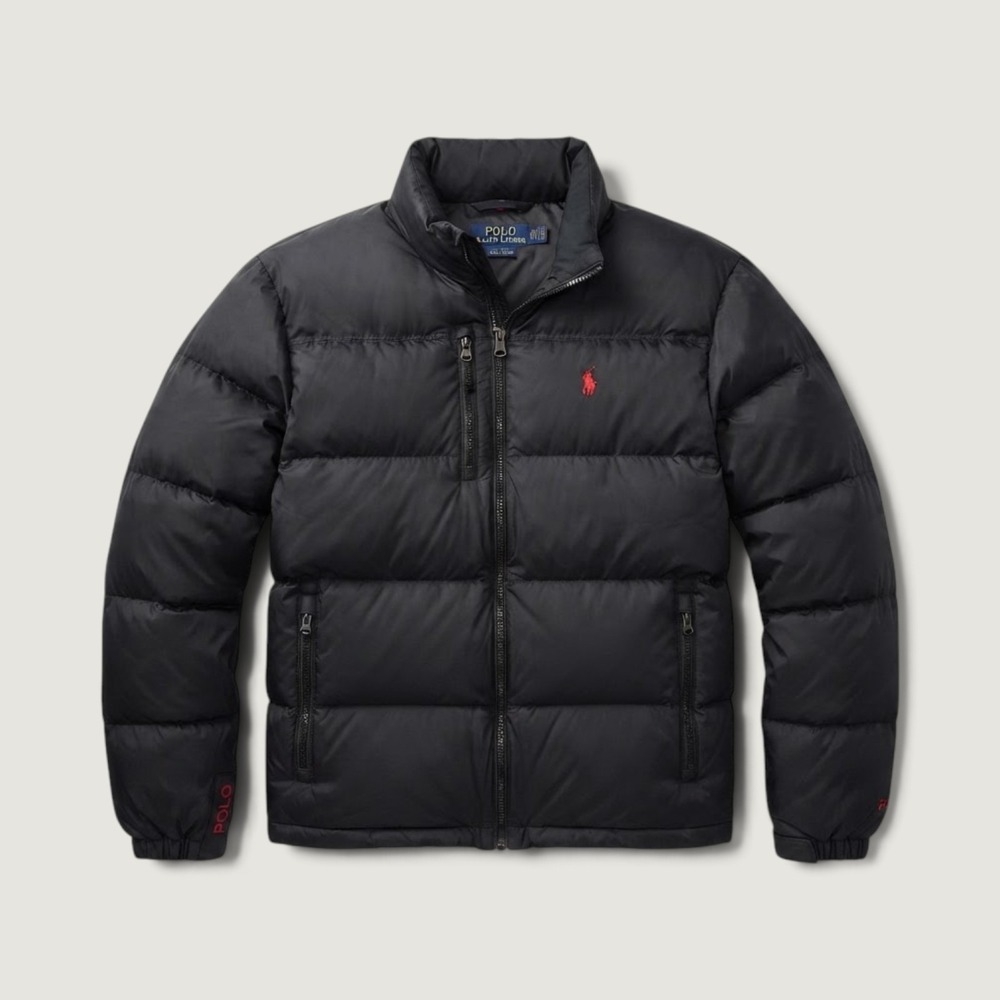 Polo Ralph Lauren Jacket Mens XL Black Down Puffer Full Zip RL/250 Pony Logo